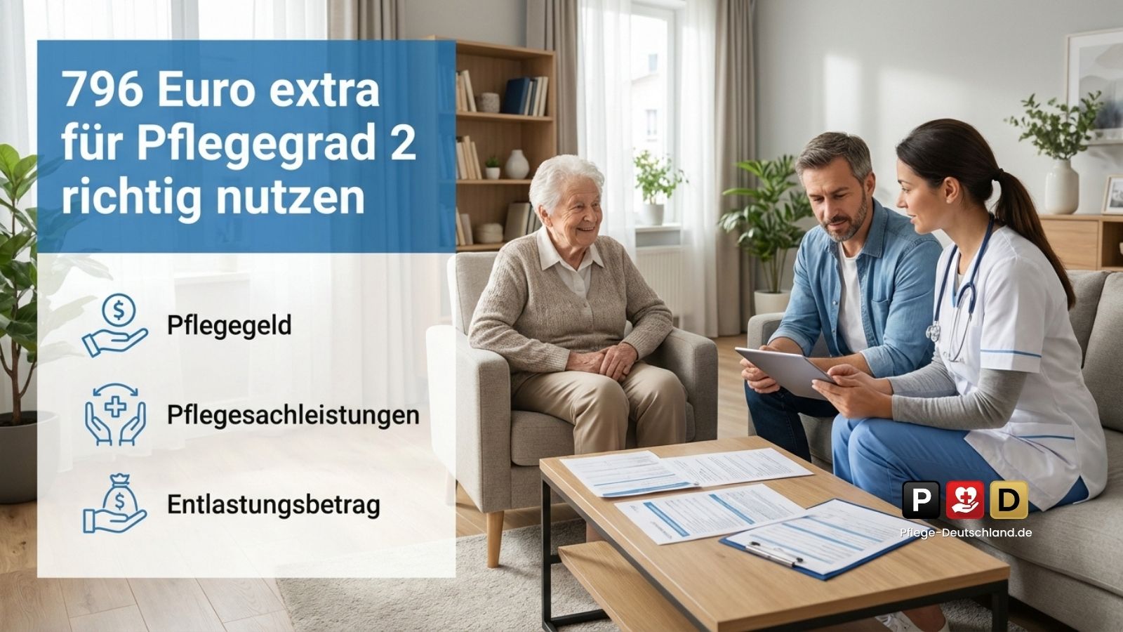Pflegegeld 2026: 796 Euro extra für Pflegegrad 2 richtig nutzen