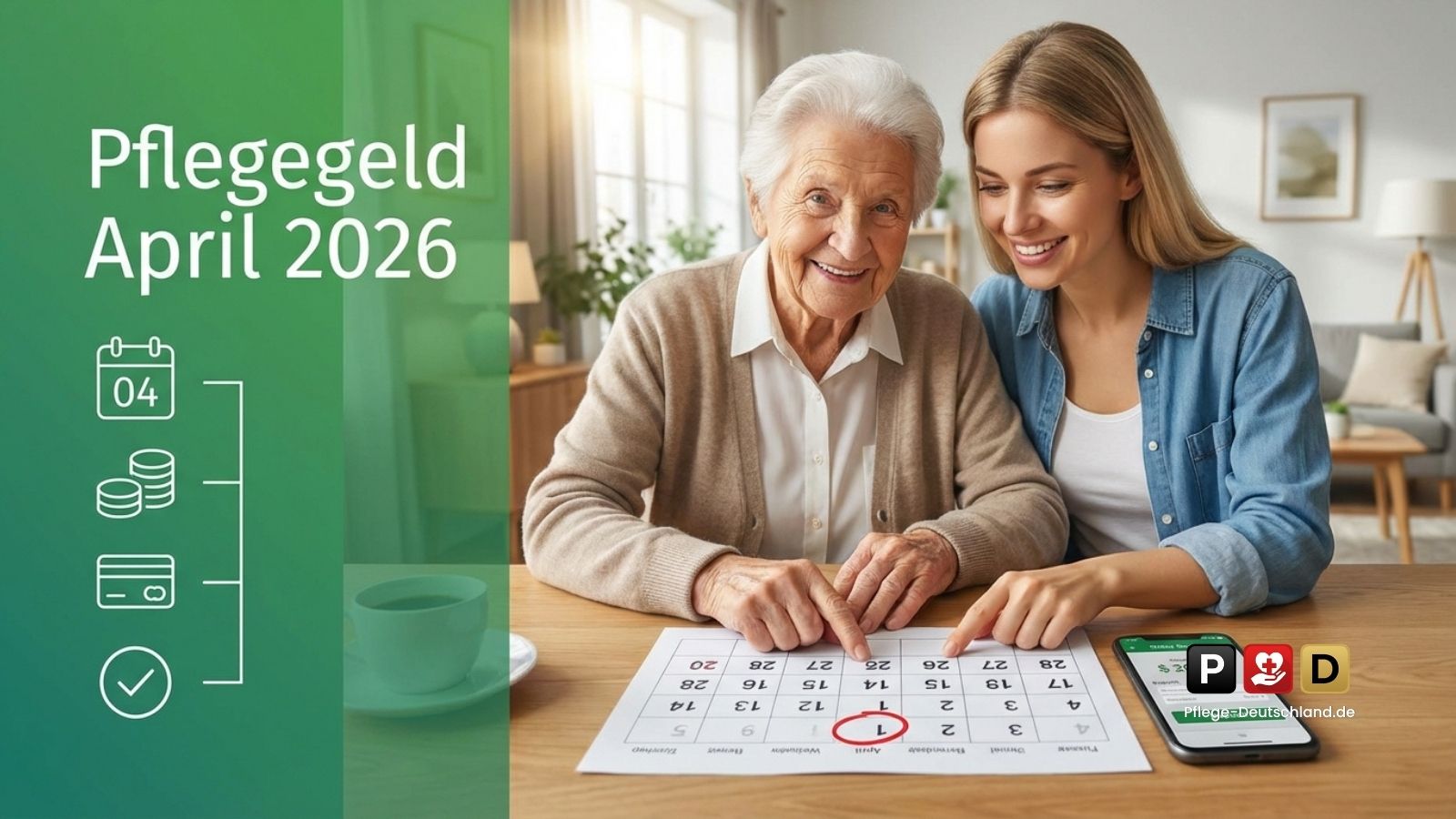 Pflegegeld April 2026: Wann ist das Geld auf dem Konto?